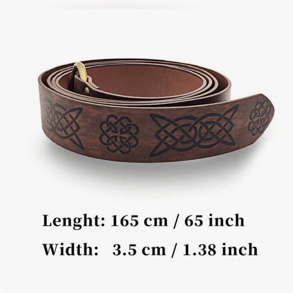 Brown Embossed Leather Belt, Medieval Celtic Knot Embossed Belt, cosplay… - Picture 3 of 6